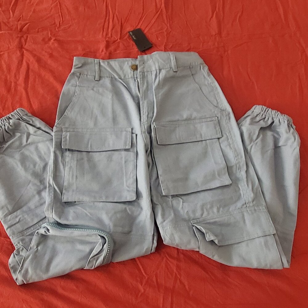 Dusty Blue Woman Cargo Pants